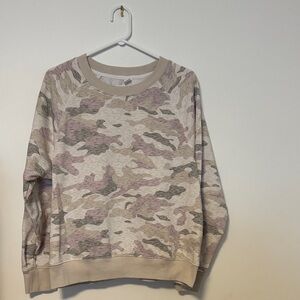 Old Navy Women's Camouflage Crewneck Sweatshirt - Beige Gray and purpley pink